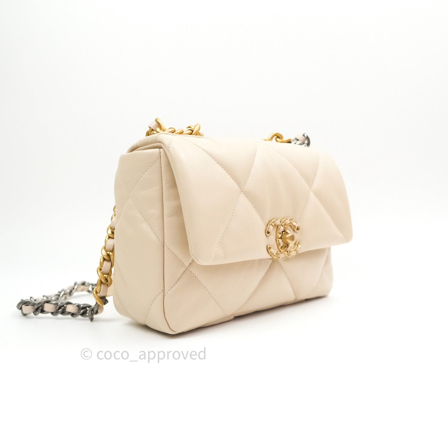 Chanel 19 Small Beige Goatskin Mixed Hardware 20B