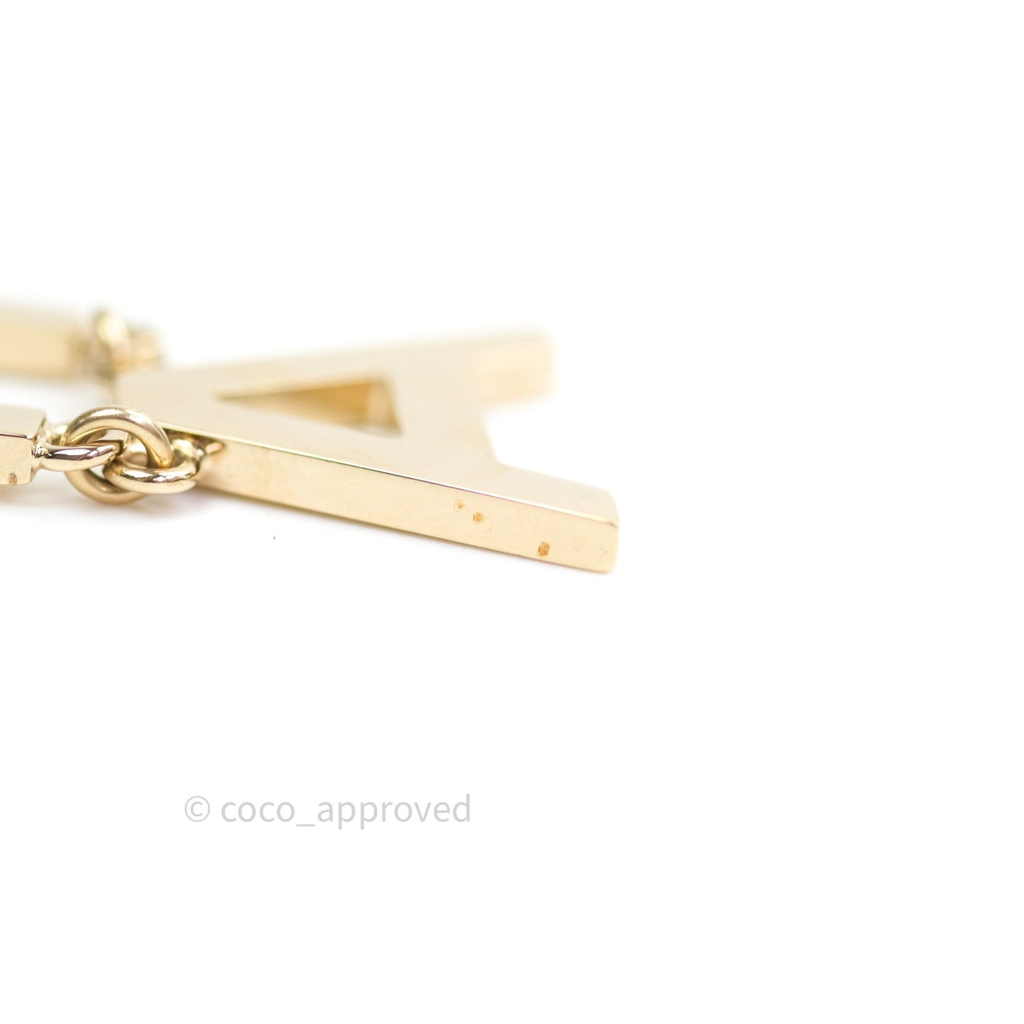 Chanel Letter Cha-Nel Logo Drop Earrings Gold