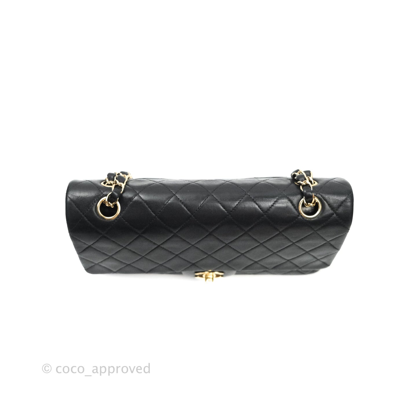 Chanel Vintage M/L Lambskin Medium Double Flap Bag Black