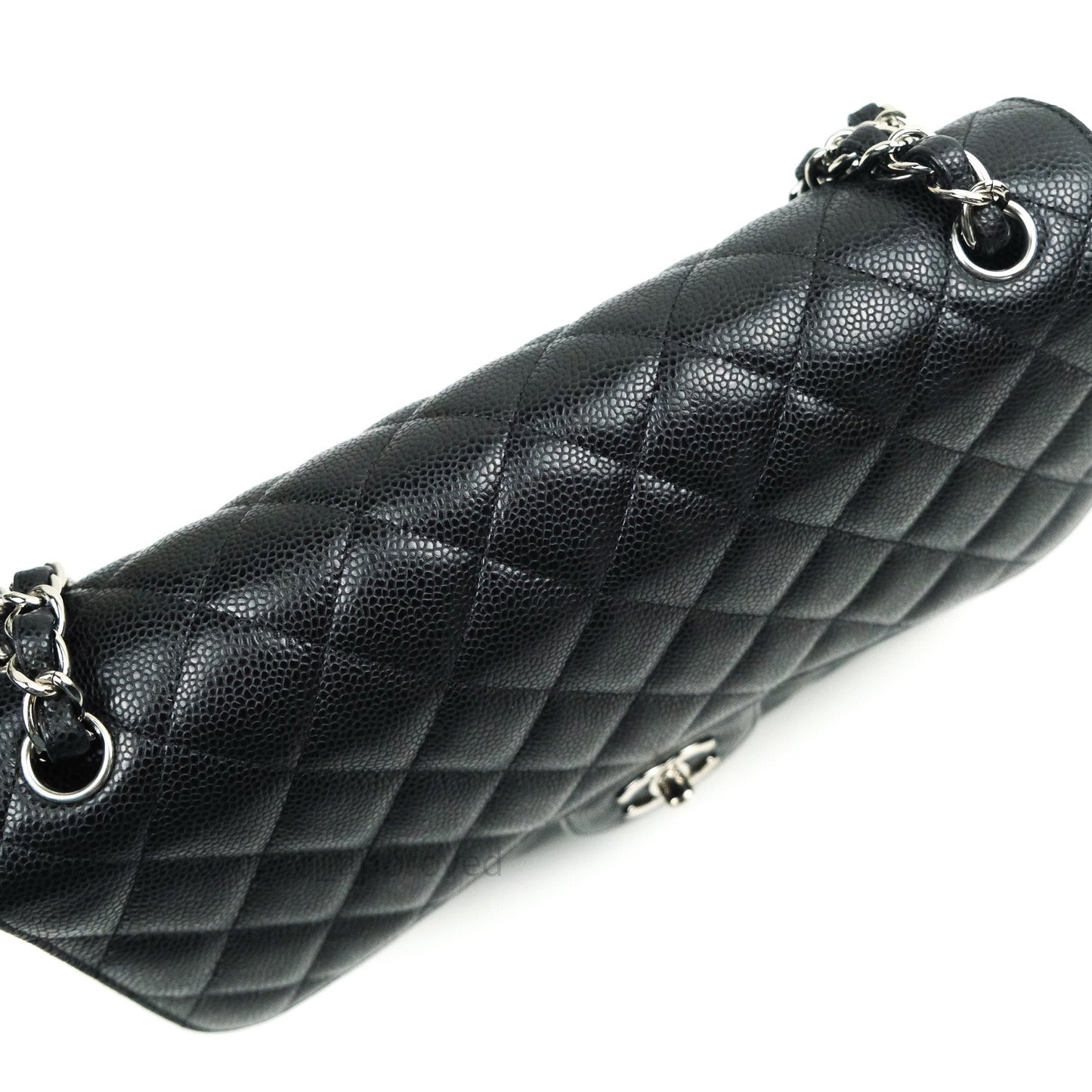 Chanel Classic Jumbo Double Flap Black Quilted Caviar Silver Hardware⁣⁣