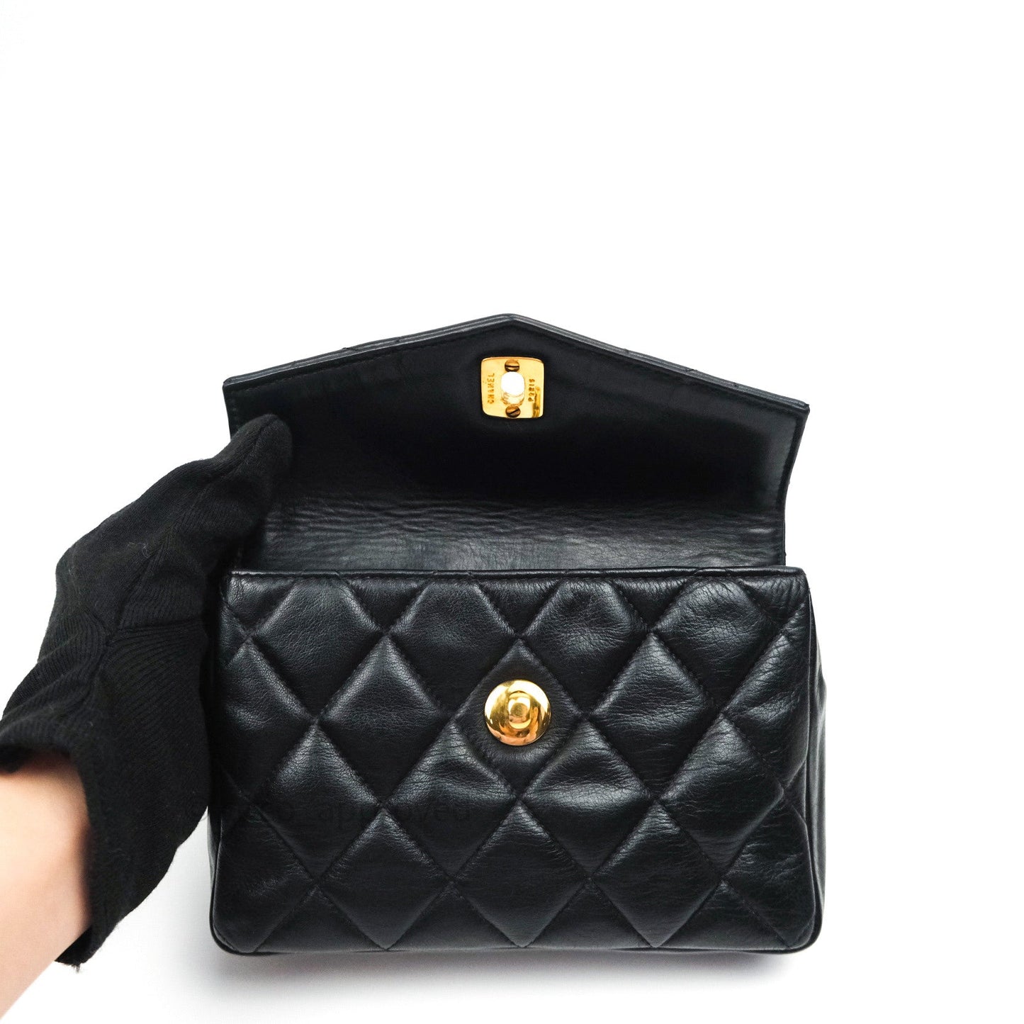 Chanel Quilted Belt Bag Black Lambskin 24K Gold Hardware
