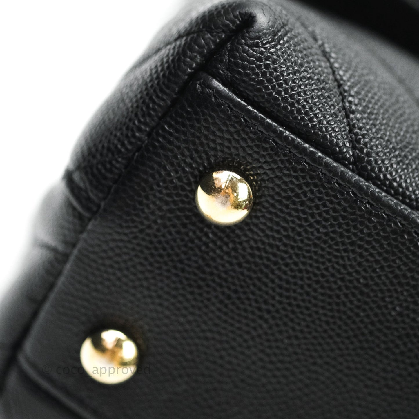 Chanel Mini Coco Handle Chevron Black Caviar Gold Hardware