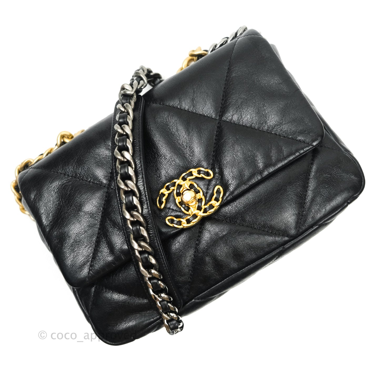 Chanel 19 Small Black Goatskin Mixed Hardware