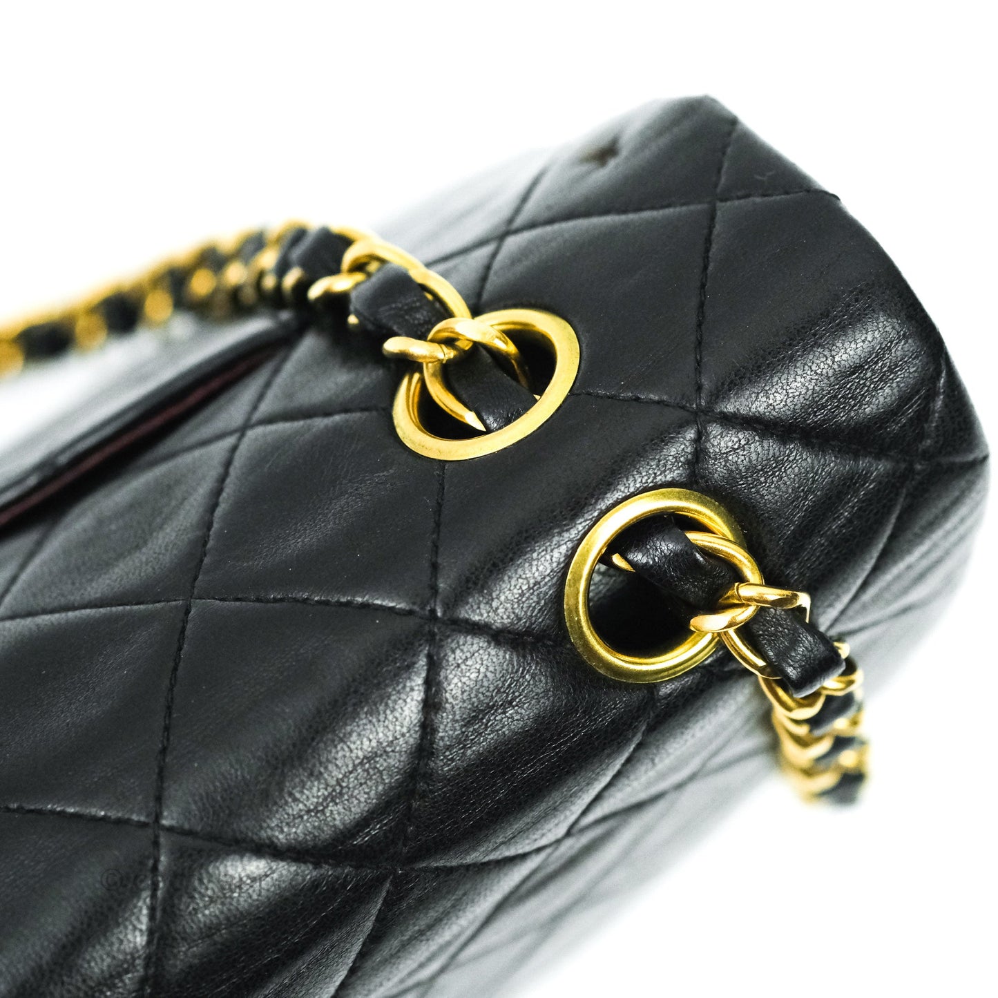 Chanel Vintage M/L Medium Double Flap Bag Black Lambskin 24K Gold Hardware