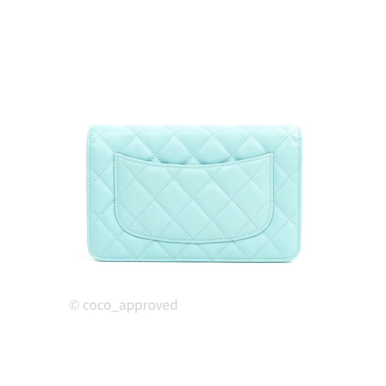 Chanel Quilted Wallet on Chain WOC Tiffany Blue Caviar Light Gold Hardware
