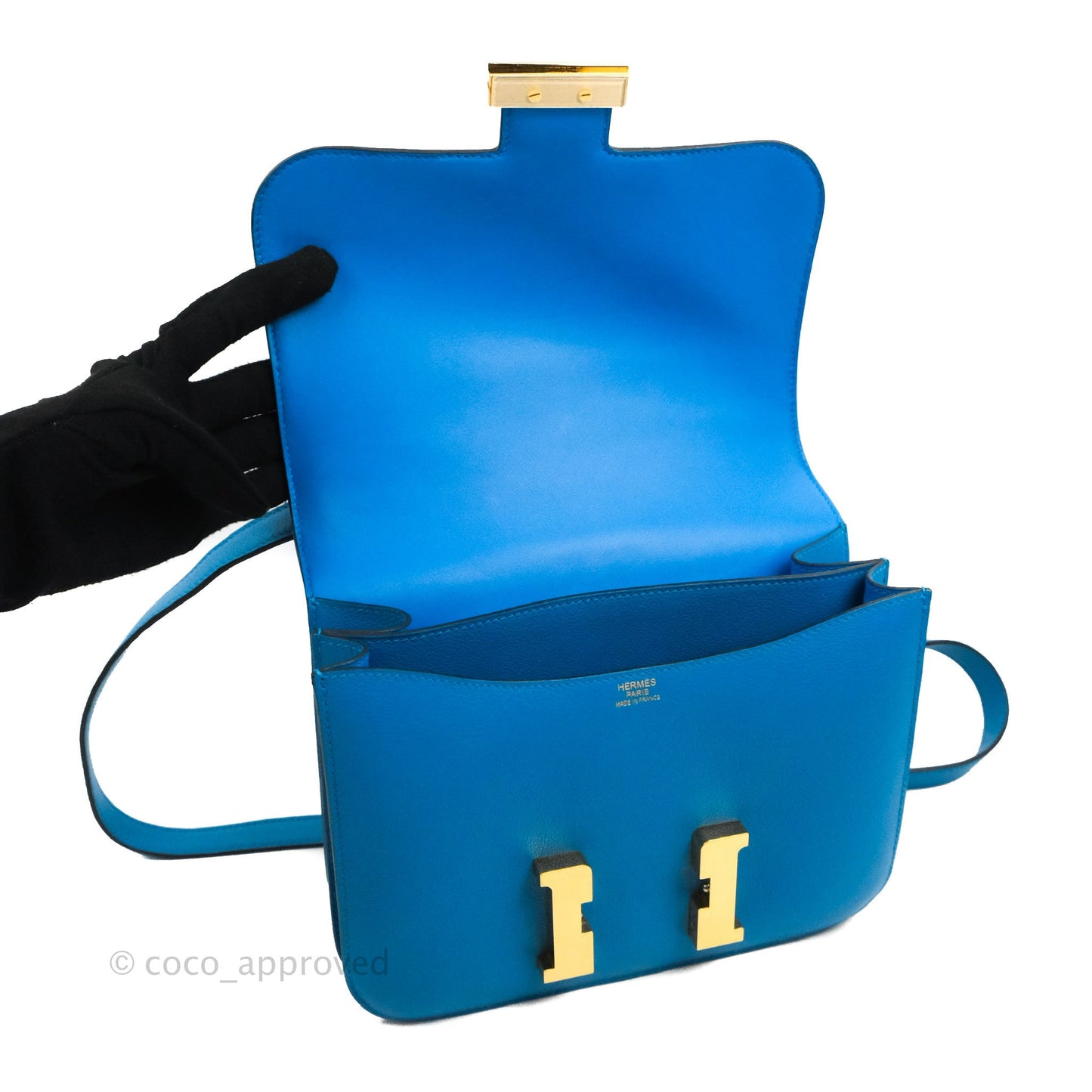 Hermès Constance 24 Bleu Frida Evercolor Gold Hardware