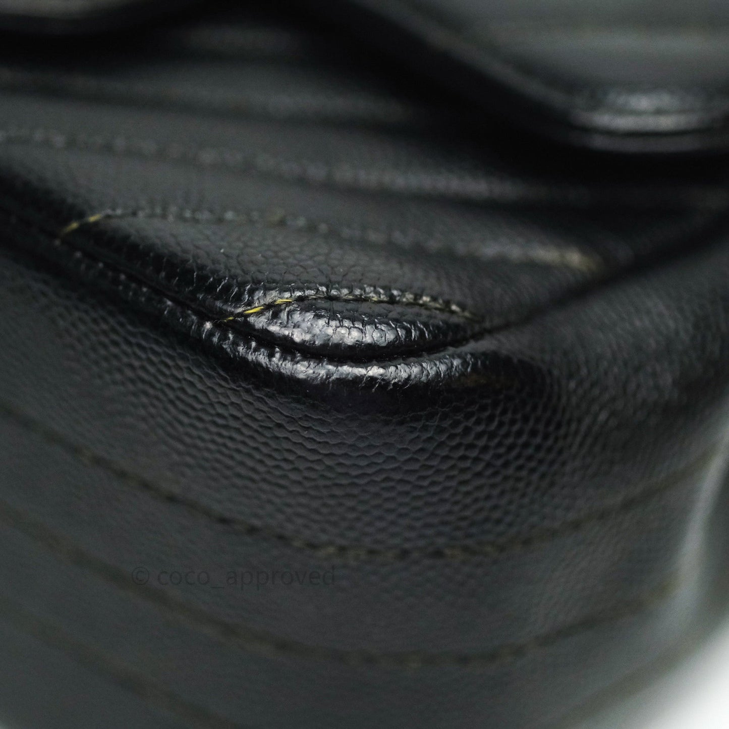 Chanel Mini Square Chevron Black Caviar Silver Hardware