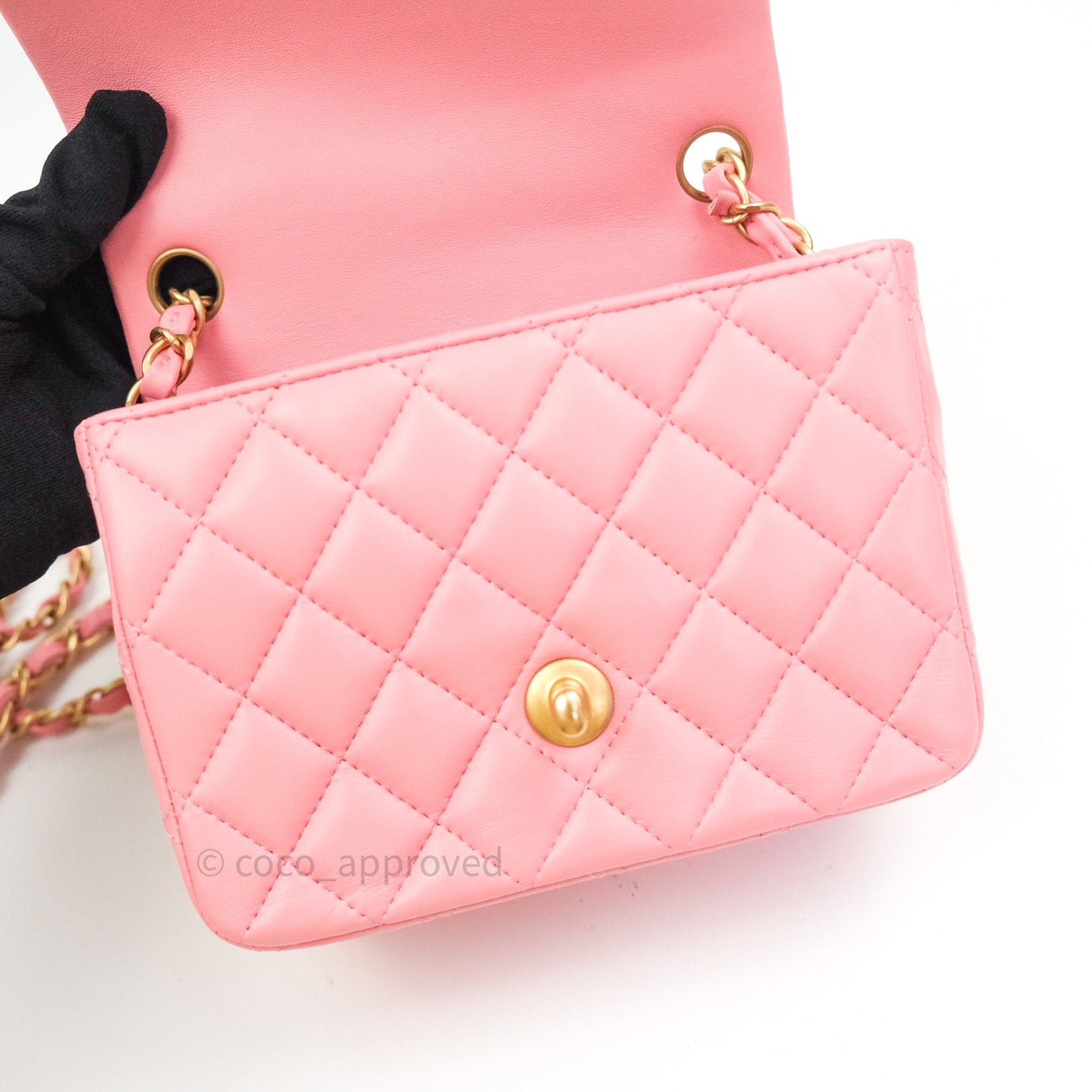 Chanel Mini Square Pink Lambskin Gold Hardware