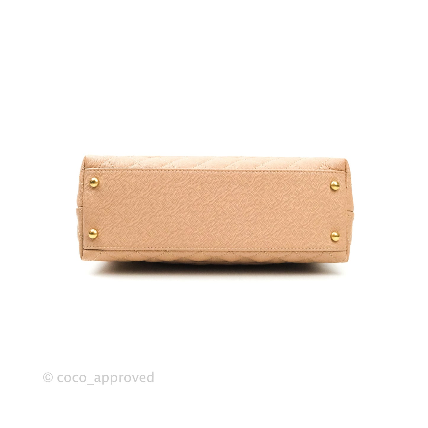 Chanel Small Coco Handle Quilted Beige Caviar Aged Gold Hardware