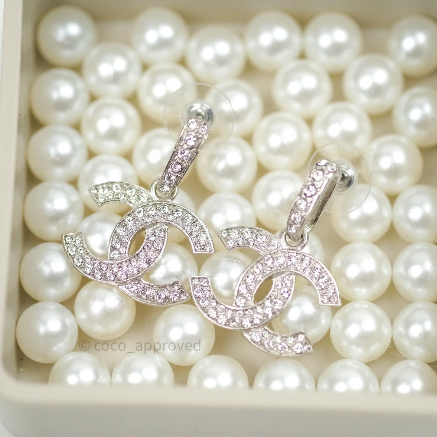 Chanel Crystal Dangling CC Earrings