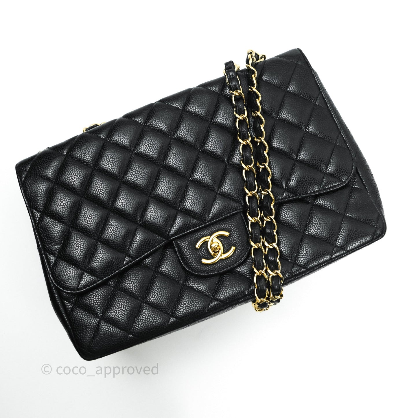 Chanel Jumbo Single Flap Black Caviar Gold Hardware⁣⁣