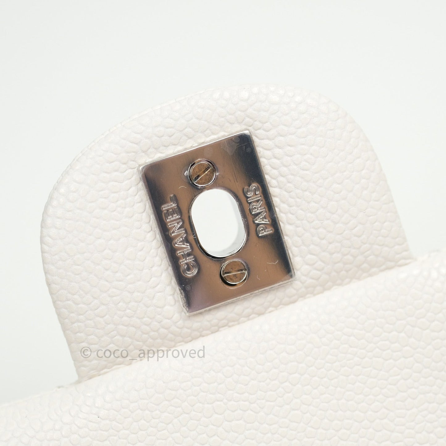 Chanel Classic Small S/M Flap Ivory White Caviar Silver Hardware