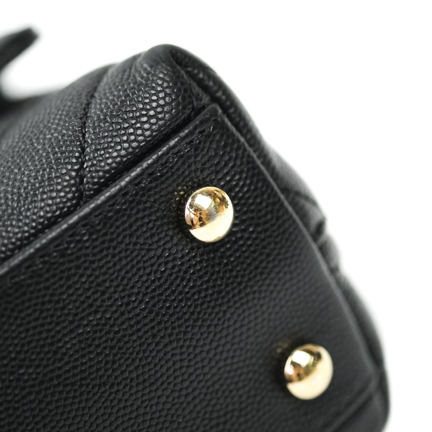 Chanel Mini Coco Handle Chevron Black Caviar Gold Hardware