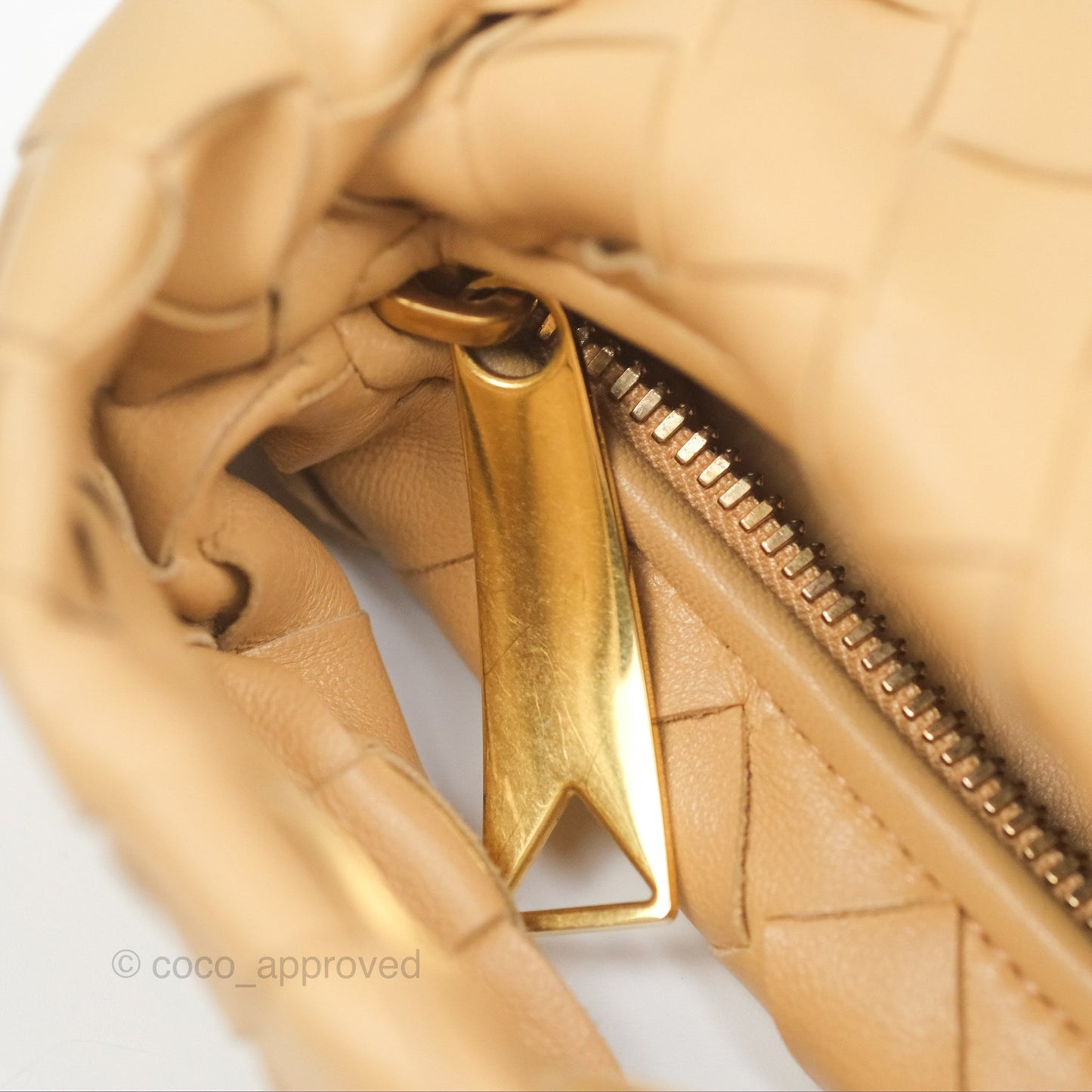 Bottega Veneta Mini Jodie Clutch Bag Intrecciato Almond Lambskin Gold Hardware