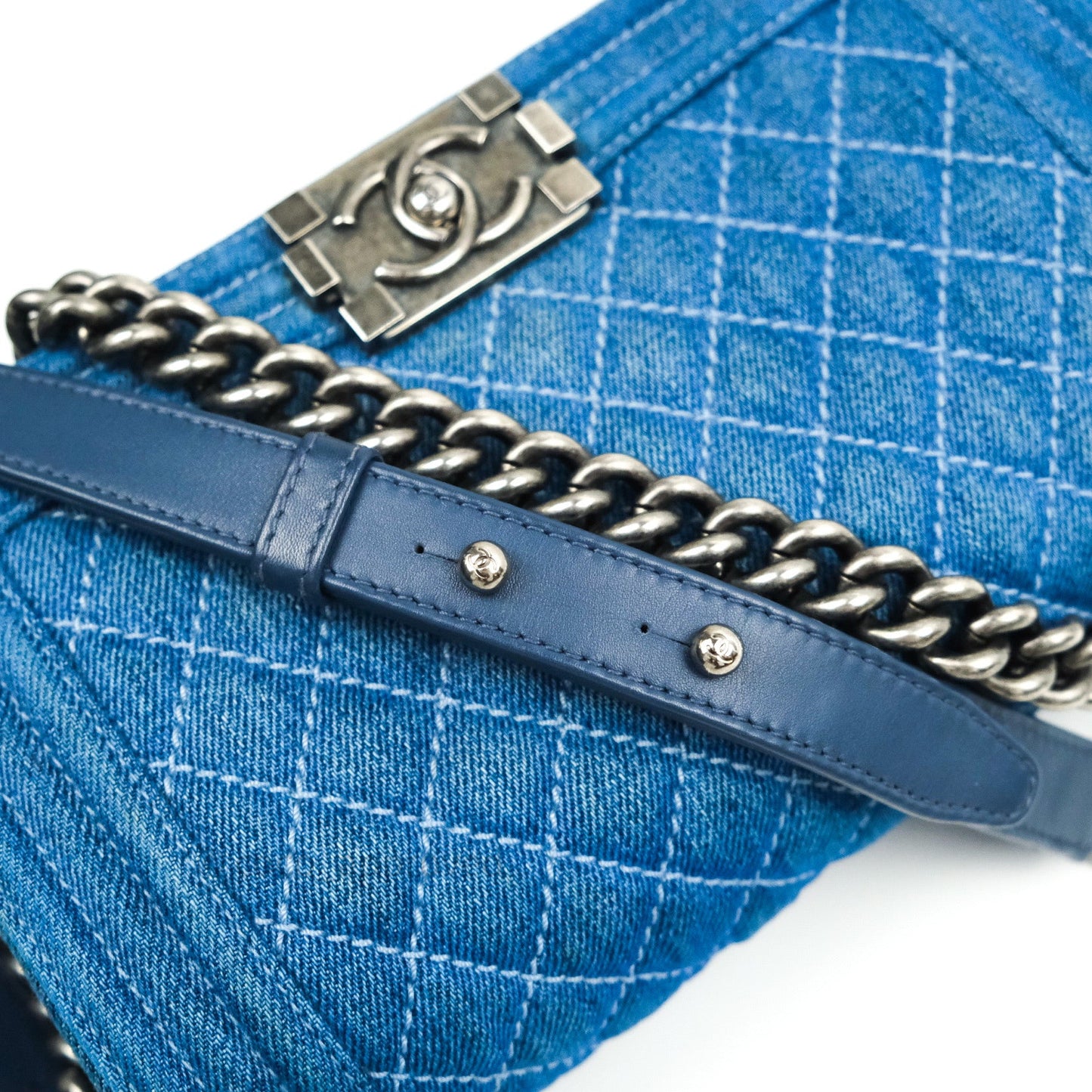 Chanel Boy Quilted Medium Denim Ruthenium Hardware