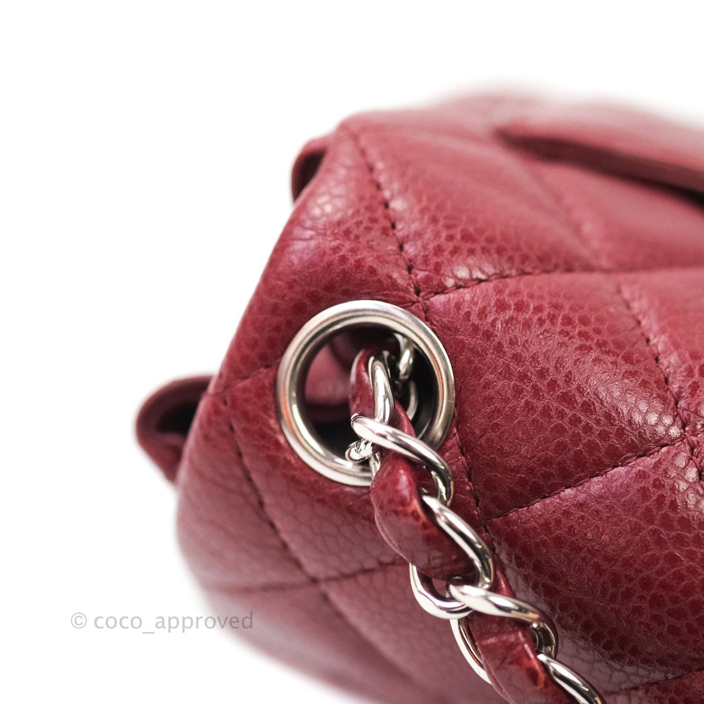 Chanel Mini Square Dark Red Caviar Silver Hardware