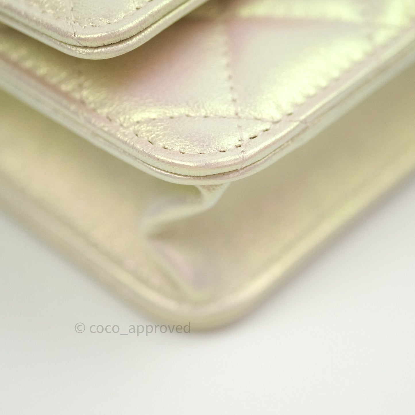Chanel Quilted Wallet on Chain WOC Iridescent Ivory Gold Hardware 20A