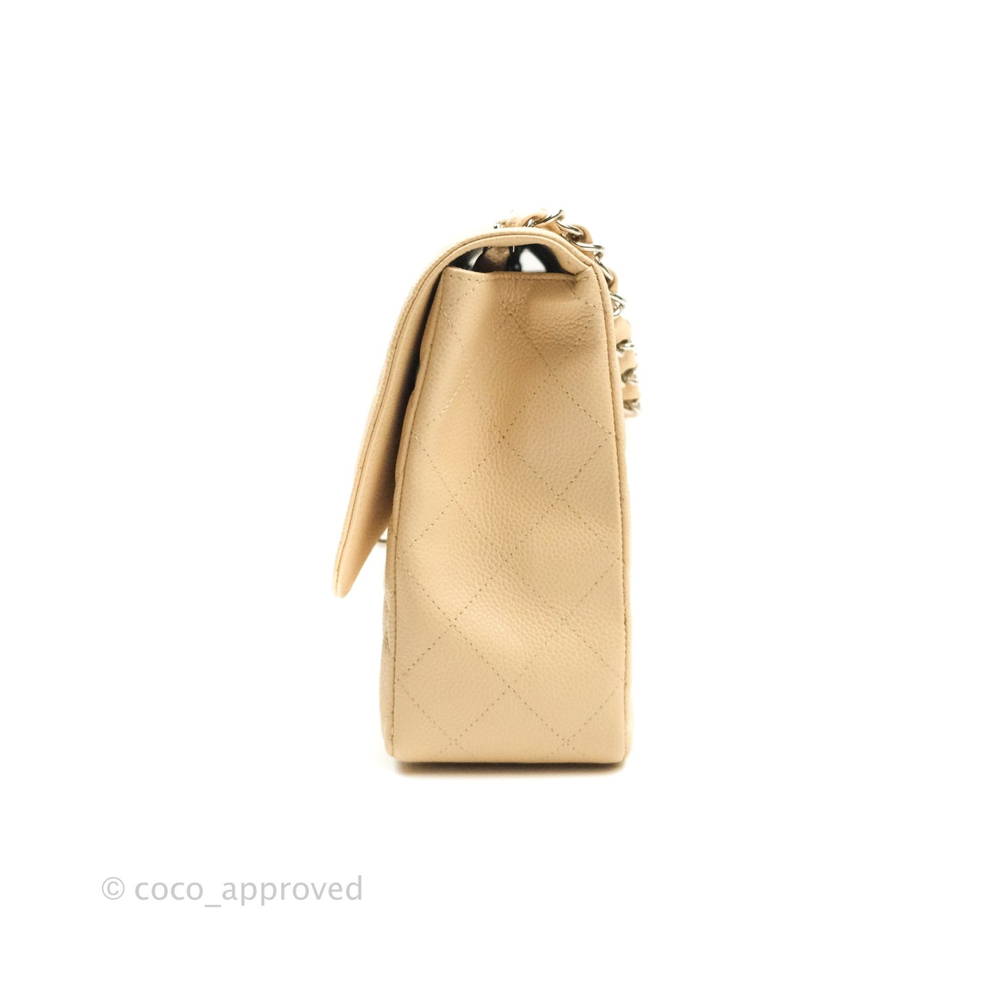 Chanel Jumbo Single Flap Beige Caviar Silver Hardware⁣⁣