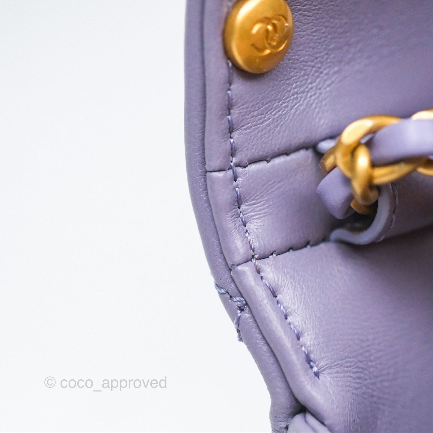 Chanel Crystal Pearl Chain Mini Flap Bag Purple Lambskin Aged Gold Hardware
