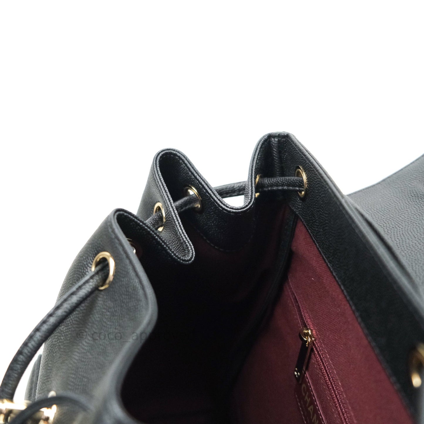Chanel Quilted Business Affinity Backpack Black Caviar Light Gold Hardware