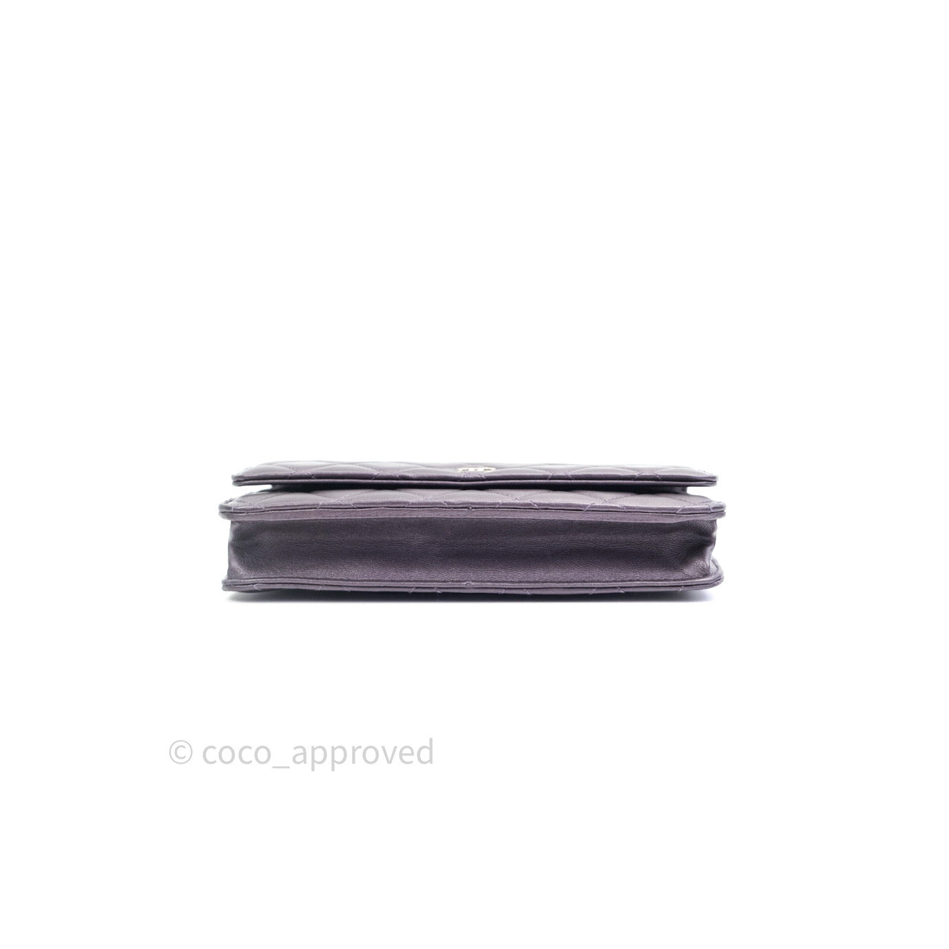 Chanel Quilted Wallet on Chain WOC Metallic Purple Light Gold Hardware