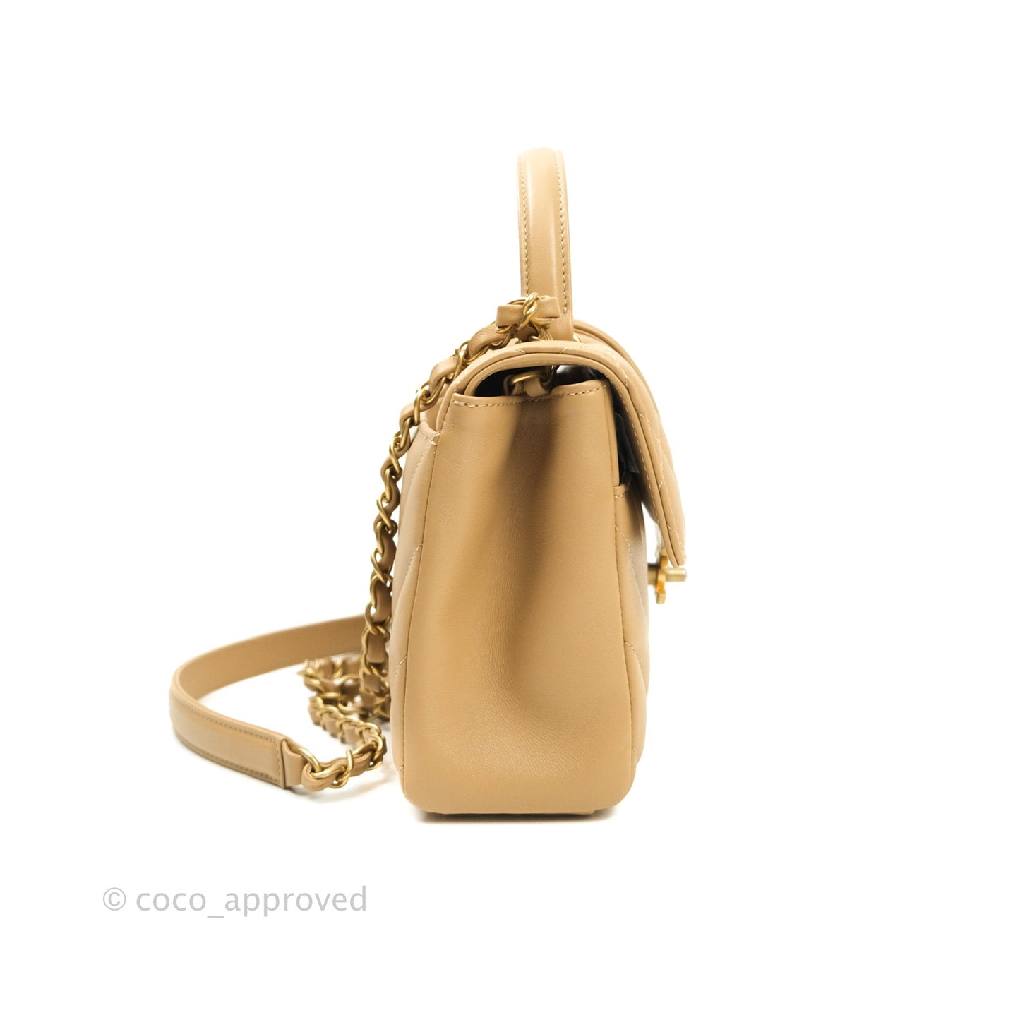 Chanel Quilted Chevron In The City Bag Beige Calfskin Aged Gold Hardware