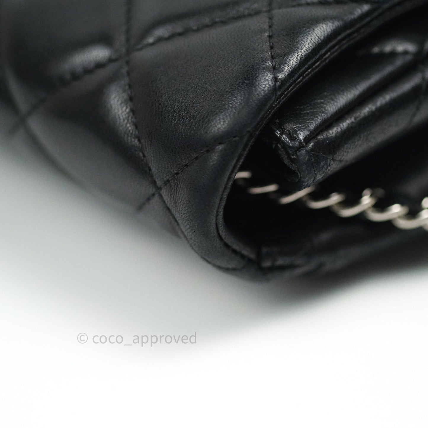 Chanel Quilted Clutch with Chain Black Lambskin Silver Hardware