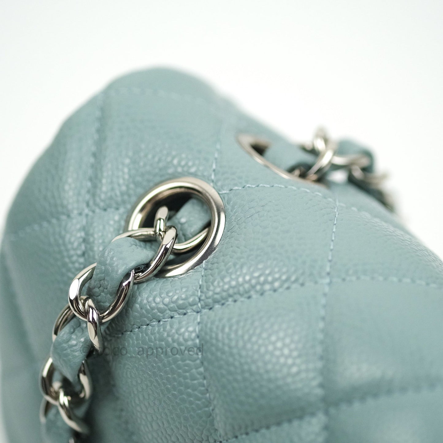 Chanel Classic Small S/M Flap Light Blue Caviar Silver Hardware 20B