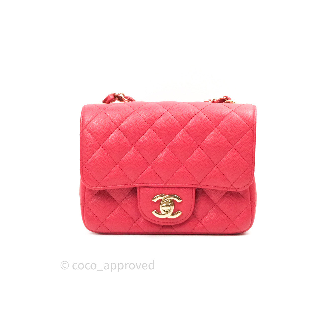 Chanel Mini Square Pink Caviar Gold Hardware 17C