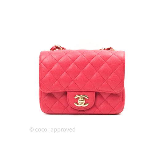 Chanel Mini Square Pink Caviar Gold Hardware 17C