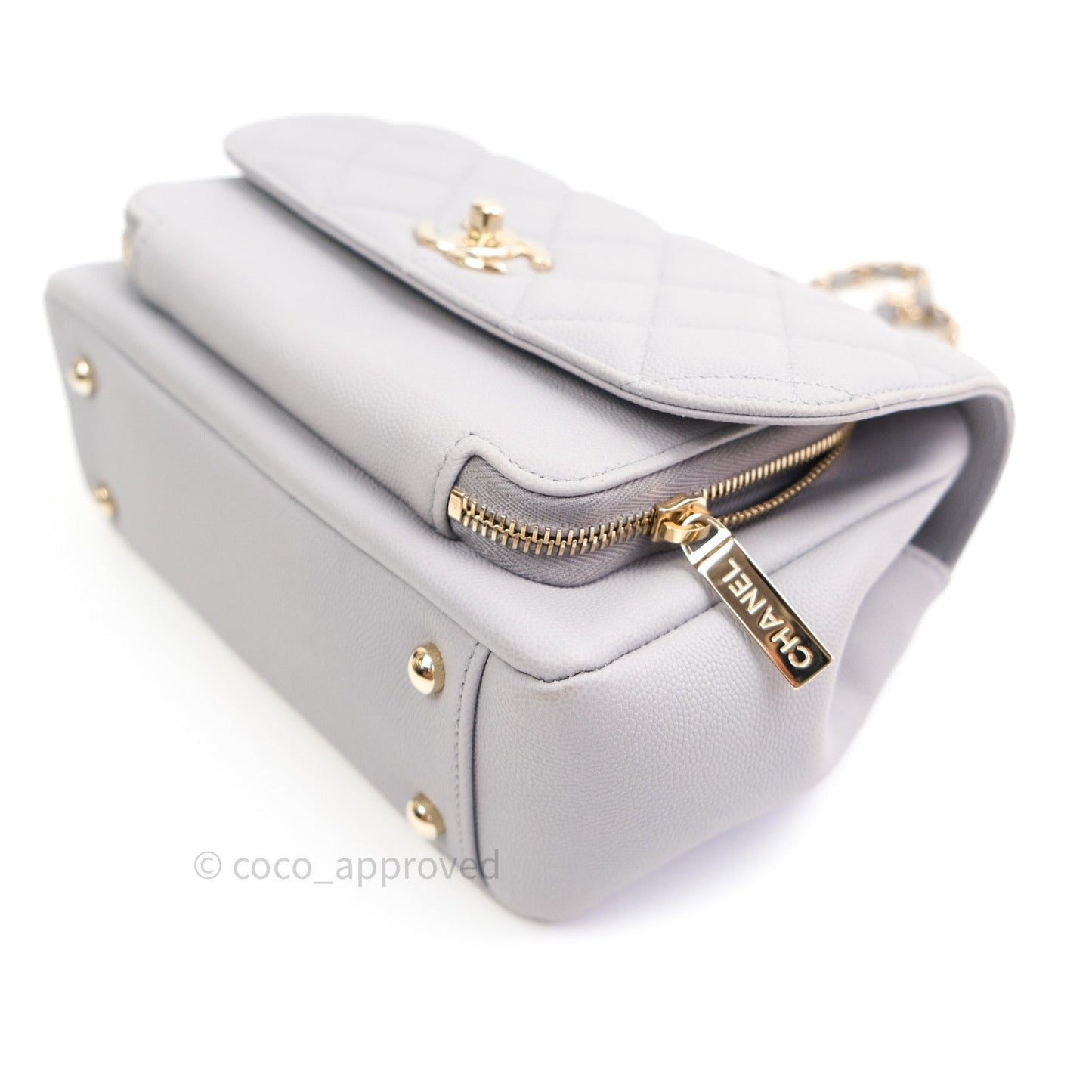 Chanel Quilted Medium Business Affinity Flap Grey Caviar Light Gold Hardware