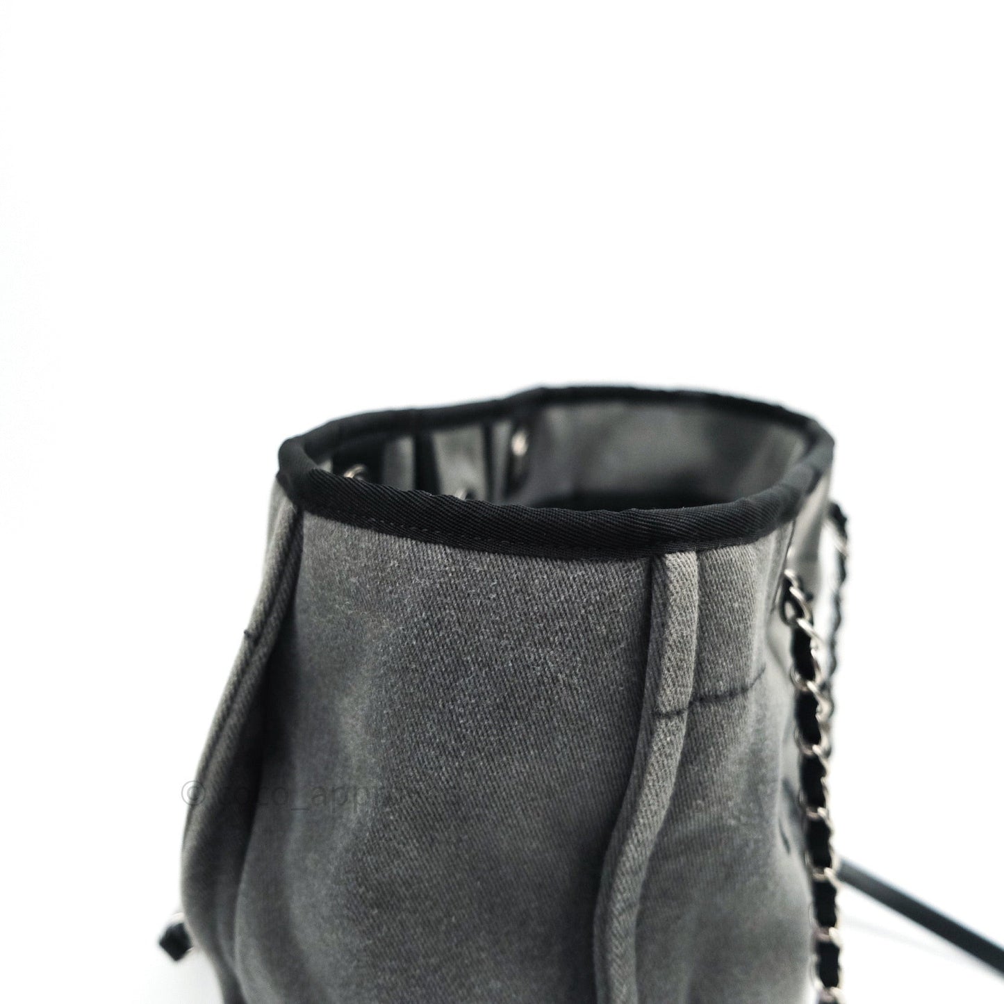 Chanel Denim Deauville Grey/Black With Black Sequins Logo