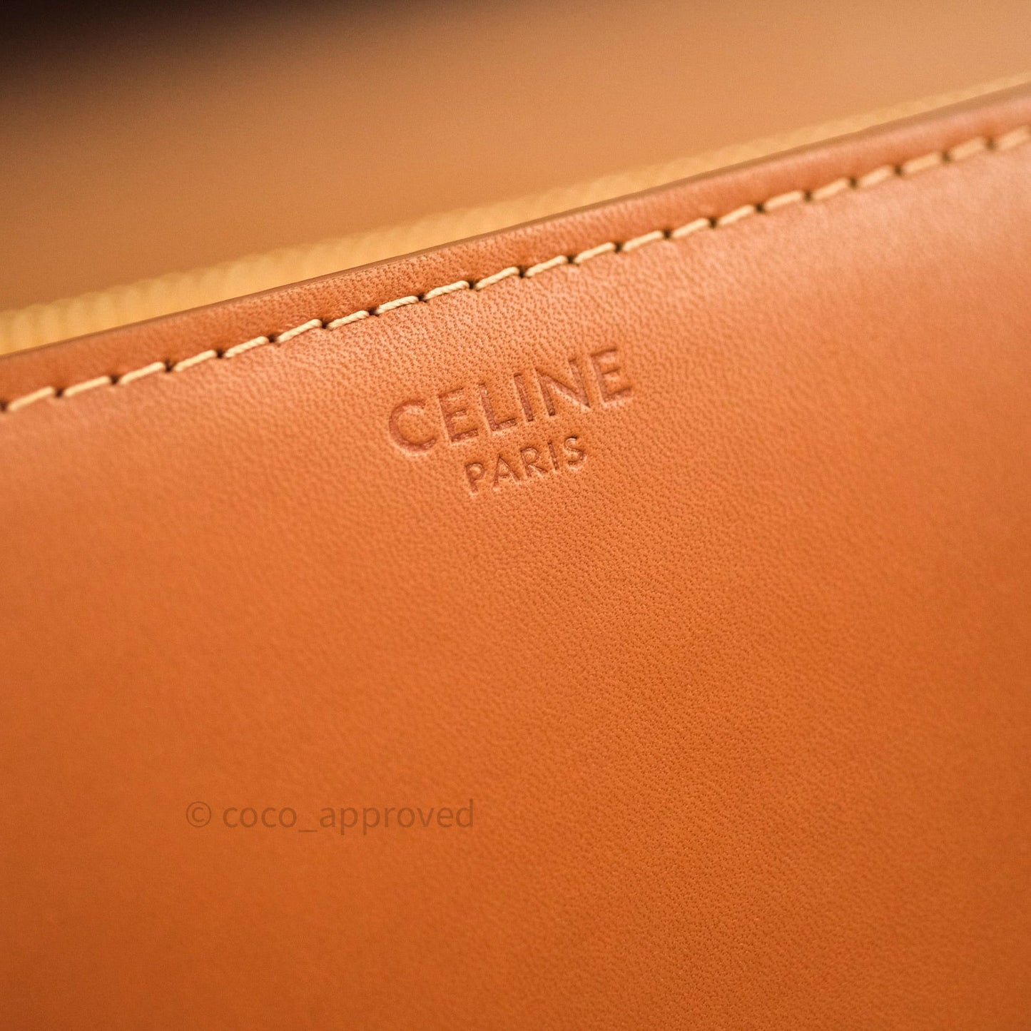 Celine Box Brown Tan Calfskin Leather Medium Classic Gold Hardware