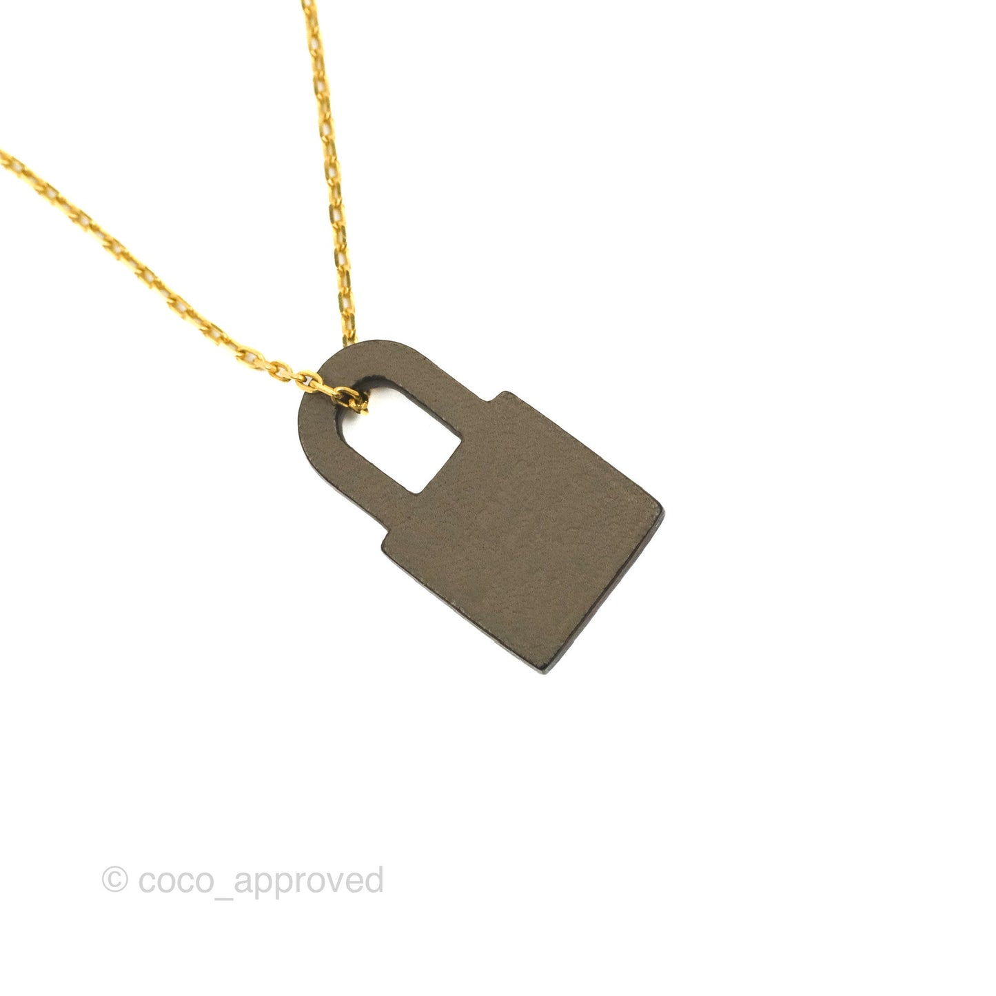 Hermès Small O'Kelly Pendant Necklace Etoupe Swift Gold