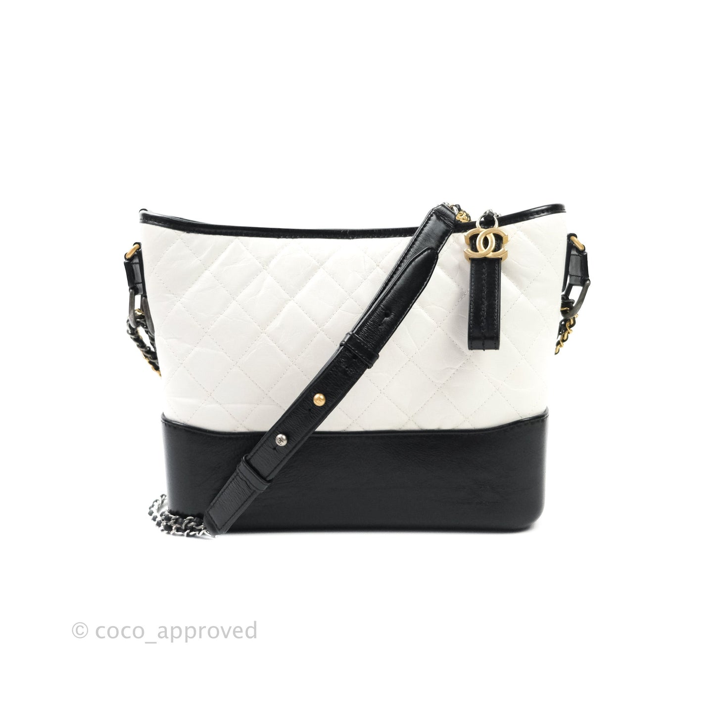 Chanel Medium Gabrielle White Black Aged Calfskin