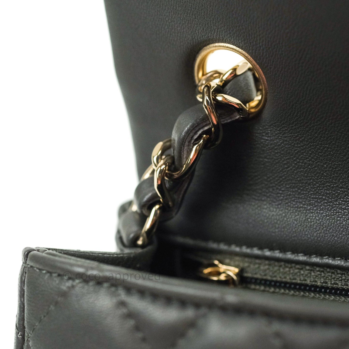 Chanel Quilted Mini Rectangular Dark Grey Lambskin Gold Hardware