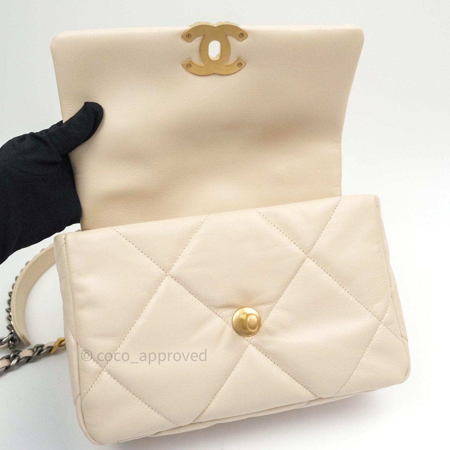Chanel 19 Small Beige Goatskin Mixed Hardware 20B