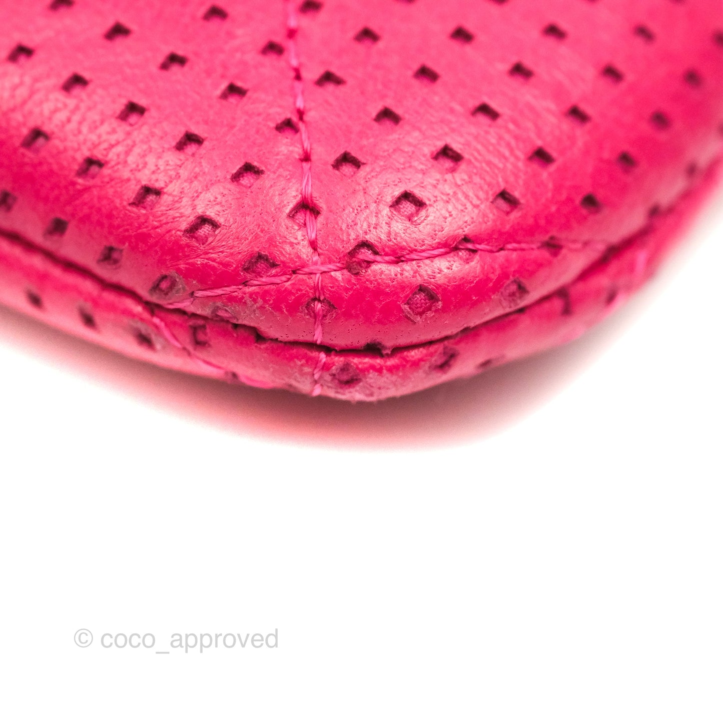 Chanel Quilted O Case Dark Pink Lambskin Gun Metal