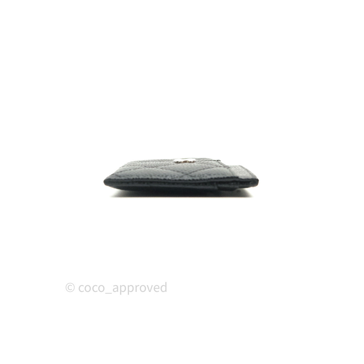 Chanel Black Classic Caviar Flat Card Holder Silver Hardware