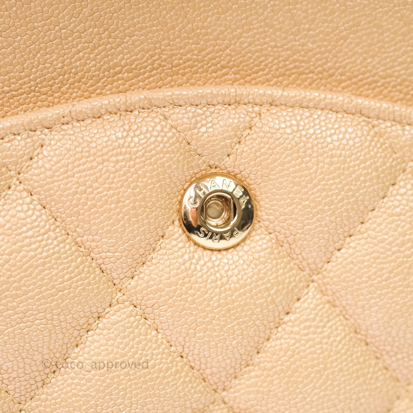 Chanel Classic M/L Medium Double Flap Iridescent Beige Caviar Gold Hardware 19S