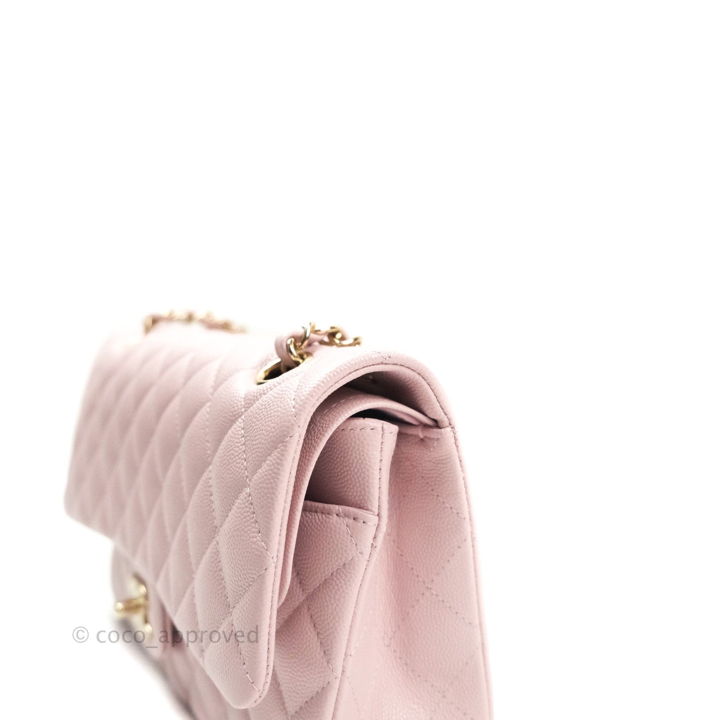 Chanel M/L Medium Double Flap Bag Lilac Rose Clair Caviar Gold Hardware
