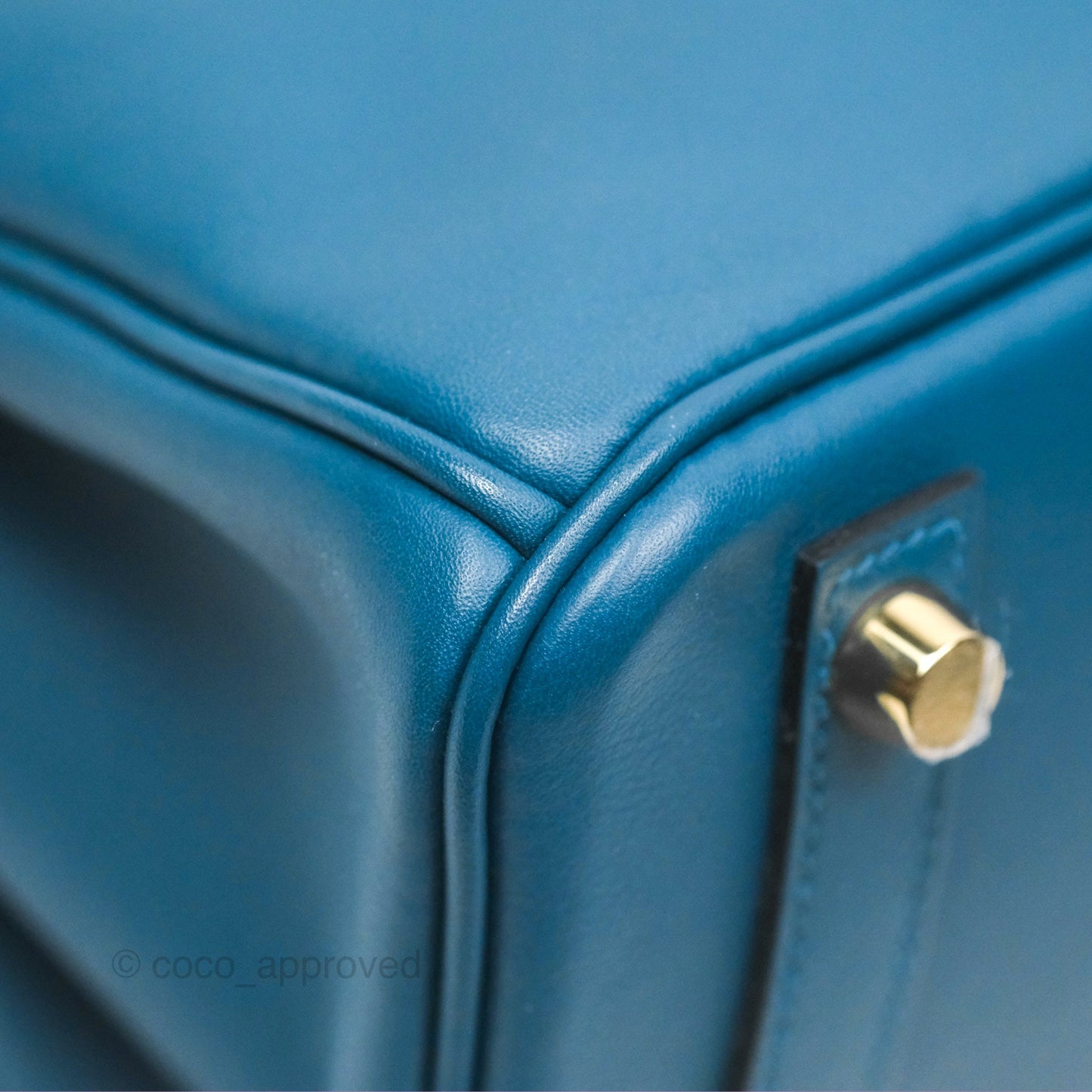 Hermes Birkin 25 Retourne Bleu Colvert Swift Gold Hardware