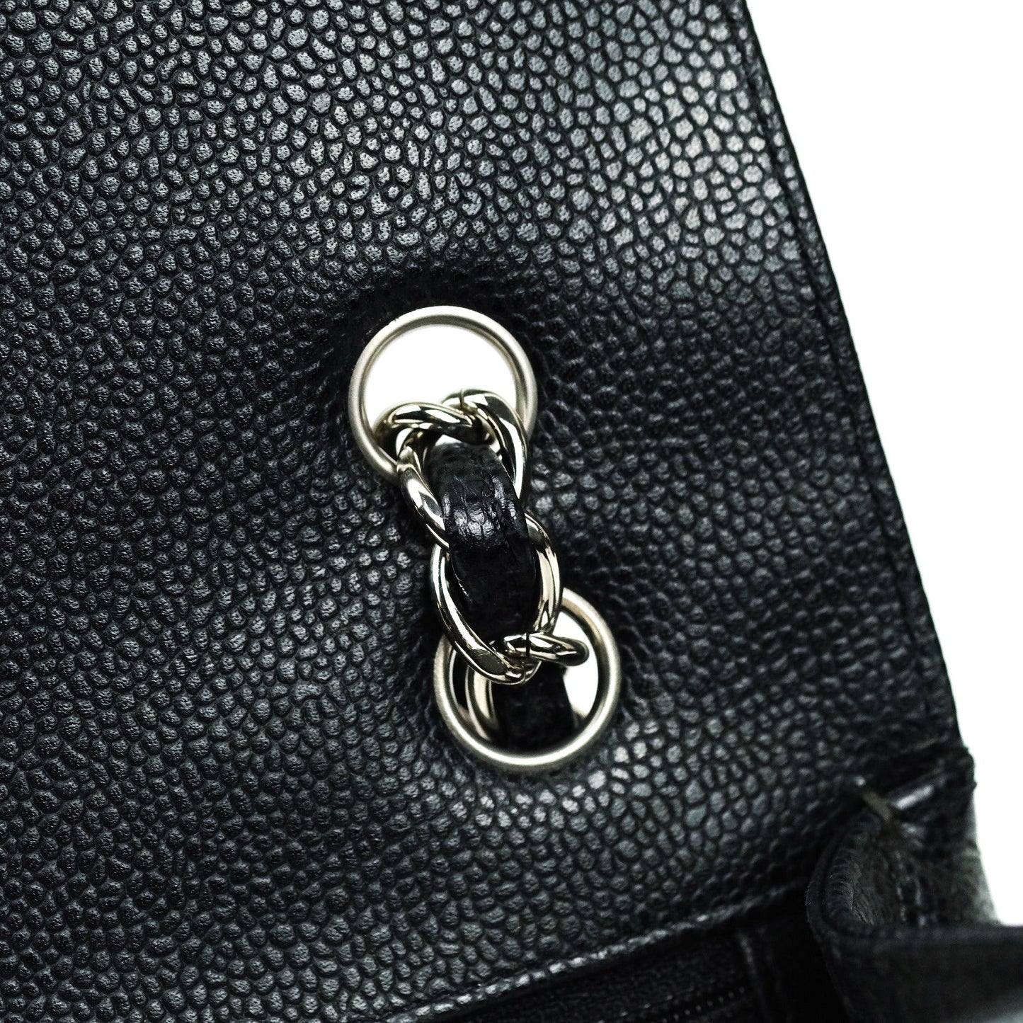 Chanel Quilted Maxi Single Flap Black Caviar Silver Hardware
