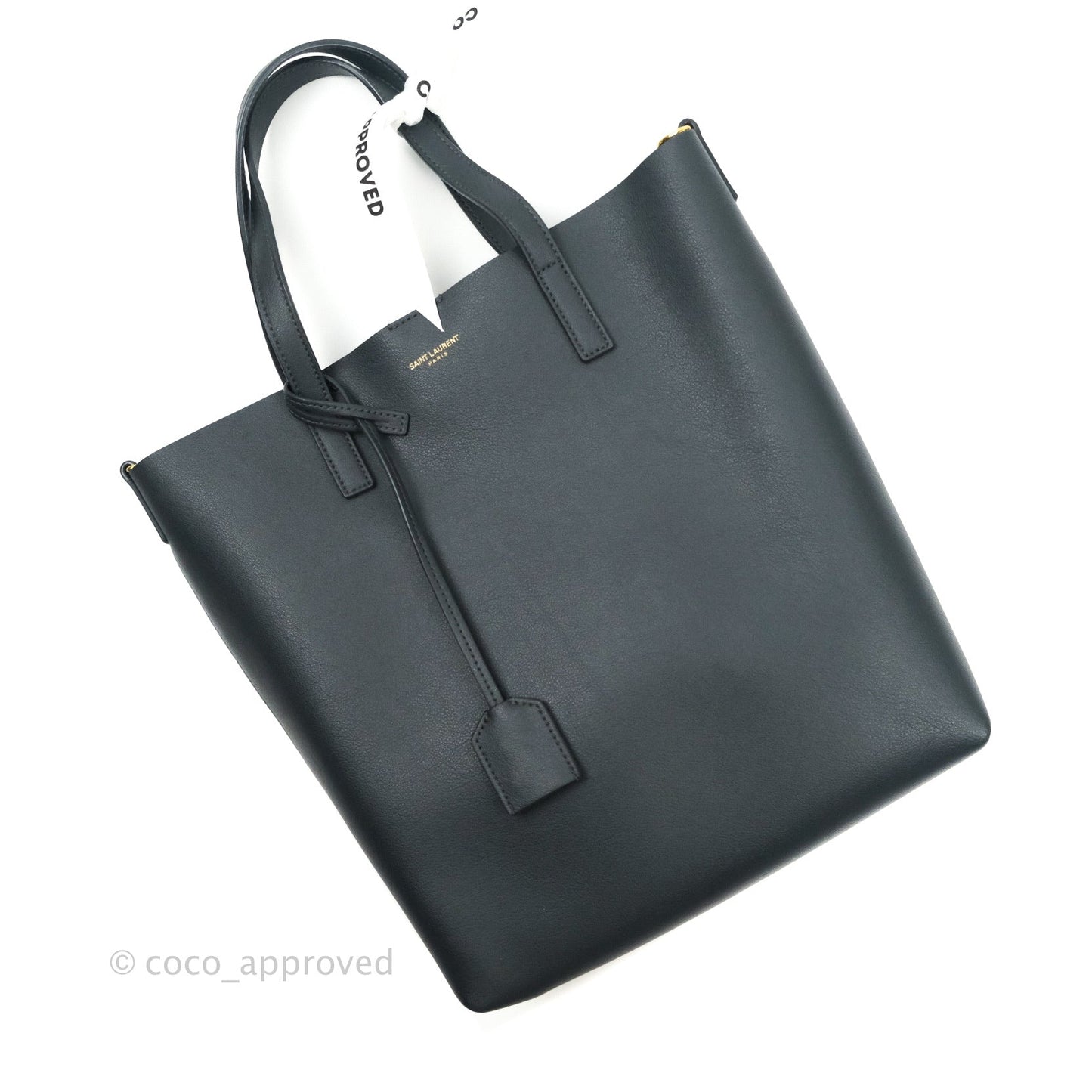 Saint Laurent Calfskin Shopping Tote Bag Dark Grey