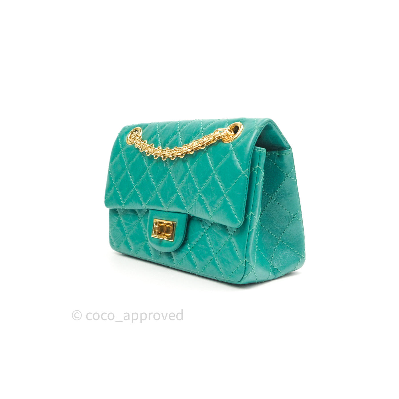 Chanel Mini Reissue 224 Green Aged Calfskin Gold Hardware