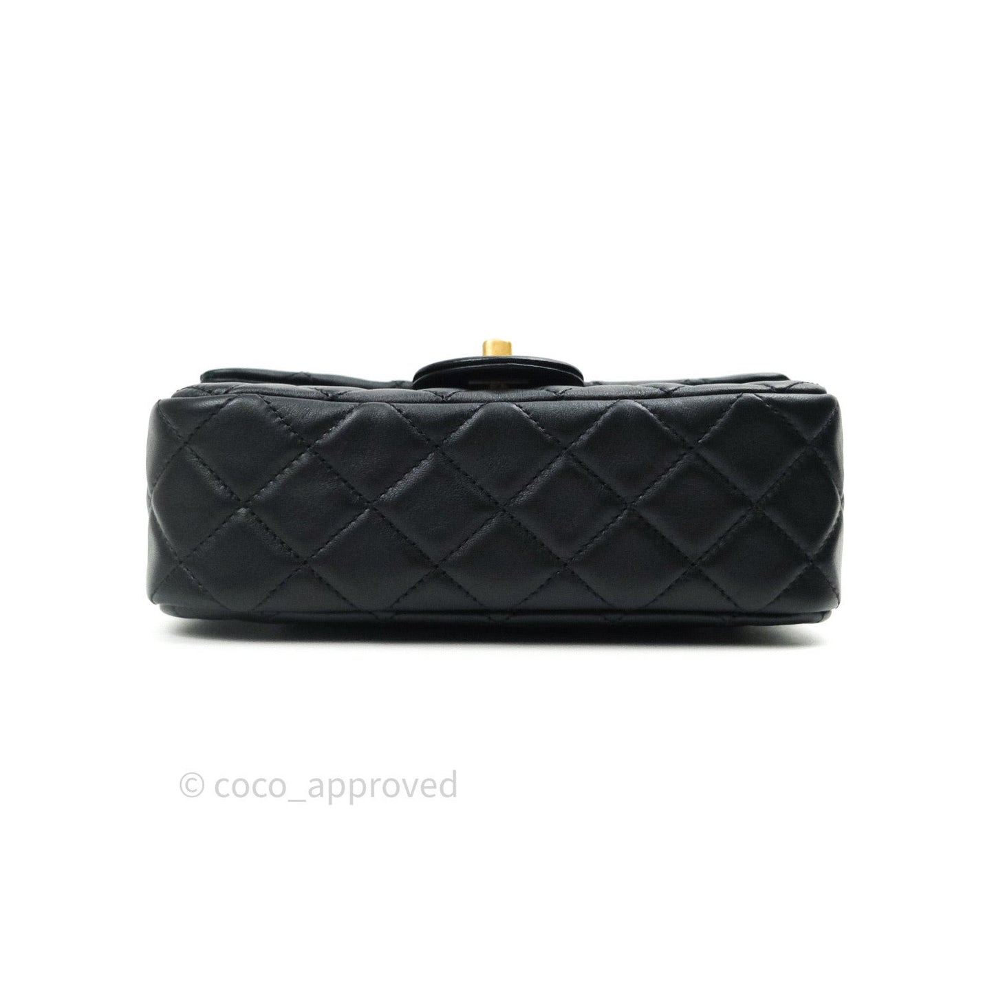 Chanel Mini Rectangular Pearl Crush Quilted Black Lambskin Gold Hardware