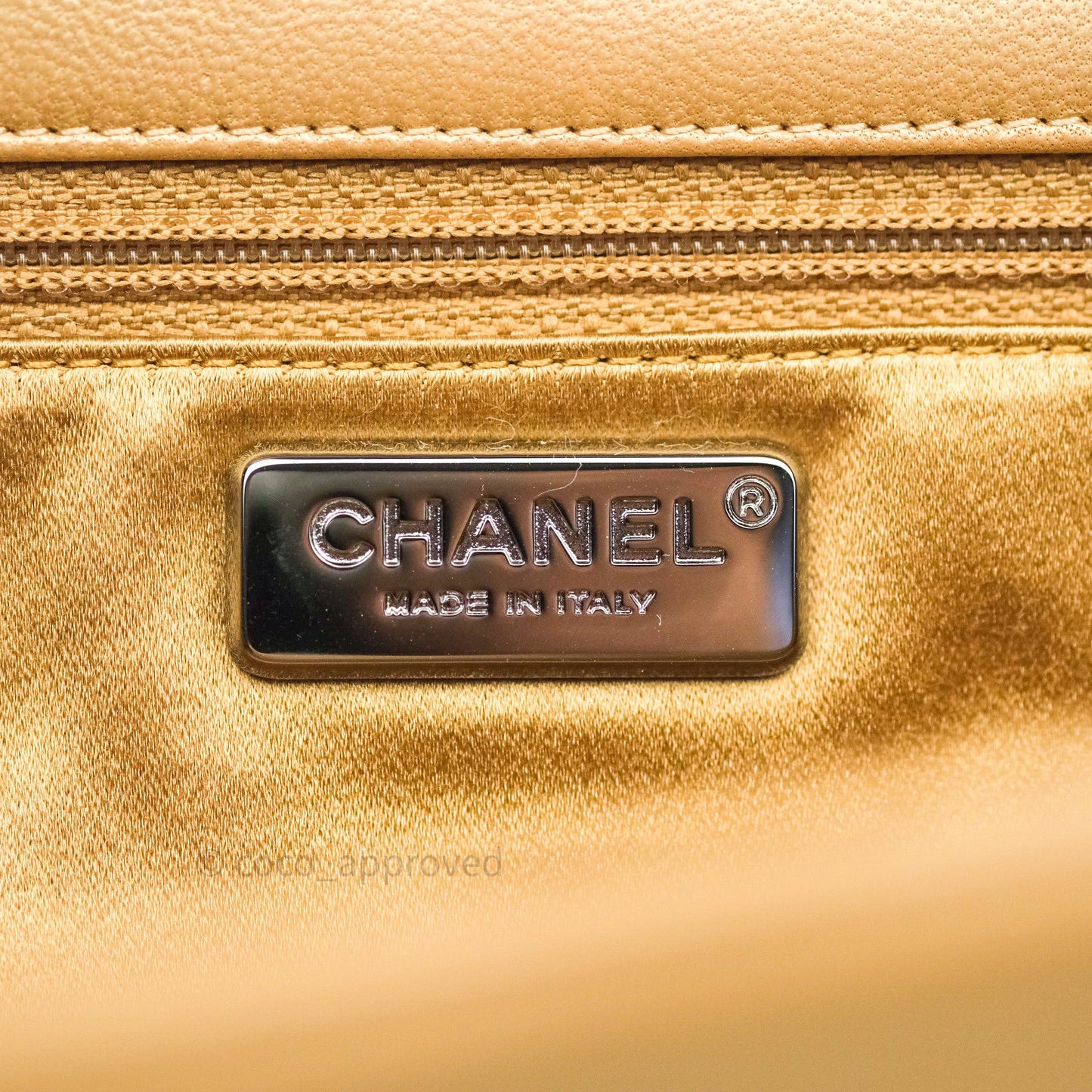 Chanel Clutch Gold Calfskin Chevron Silver Hardware