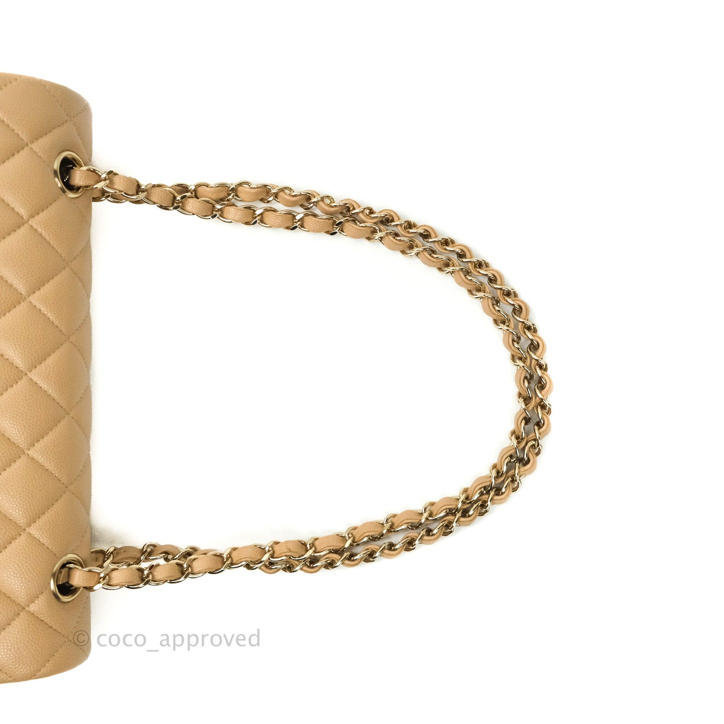 Chanel Classic M/L Medium Double Flap Dark Beige Caviar Gold Hardware 19B