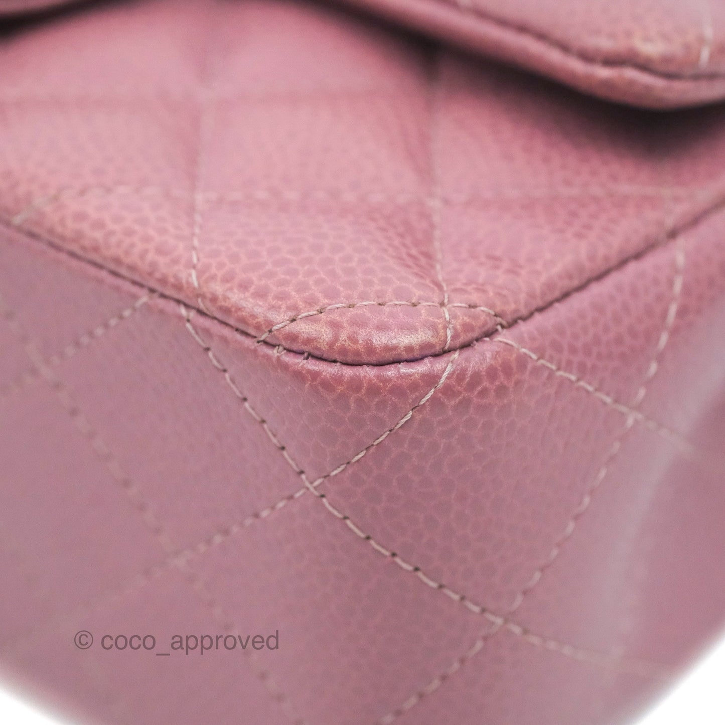 Chanel Quilted Mini Rectangular Flap Dark Pink Caviar Ruthenium Hardware