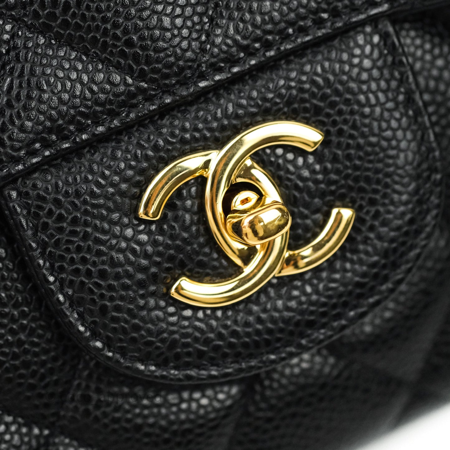 Chanel Jumbo Single Flap Black Caviar Gold Hardware⁣⁣